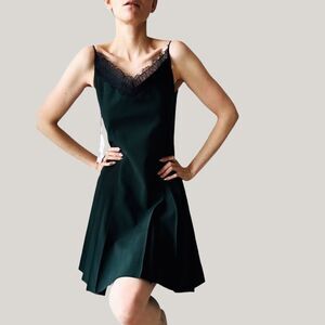NWT Adeam Punk Cami Dress Dark Forest Green Size‎ 2 Asymmetric Runway Piece